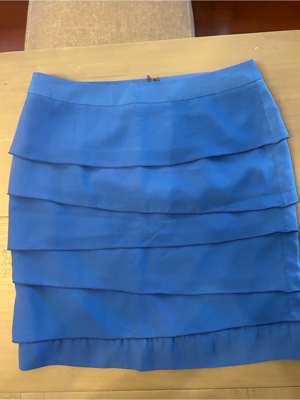 White House Black Market Blue Tiered Ruffle Mini Skirt